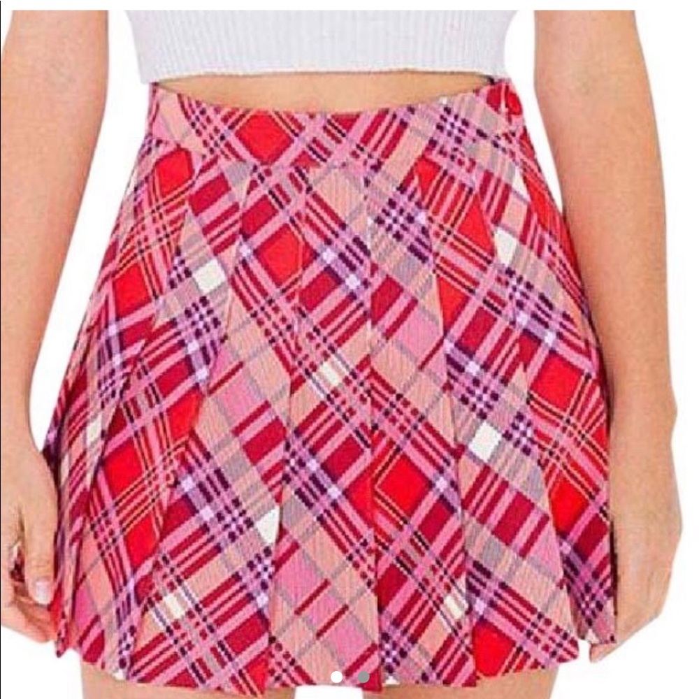American apparel red plaid tennis skirt